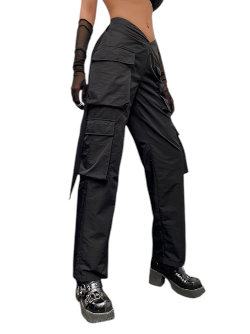 V-Shaped Waist Cargo Pant Mid Waist Baggy Wide Leg Cargo Joggers🖤 - Picture 2 of 3